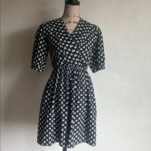 Anthropologie Built By Wendy Abstract Print Mini Length Black White Dress Sz XS